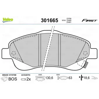 Jeu de 4 plaquettes de frein avant VALEO 301665