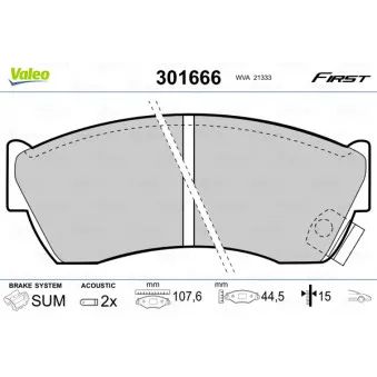 Jeu de 4 plaquettes de frein avant VALEO 301666