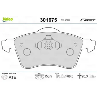 Jeu de 4 plaquettes de frein avant VALEO 301675