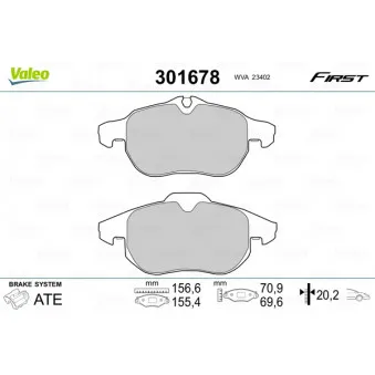Jeu de 4 plaquettes de frein avant VALEO 301678