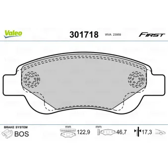 Jeu de 4 plaquettes de frein avant VALEO 301718