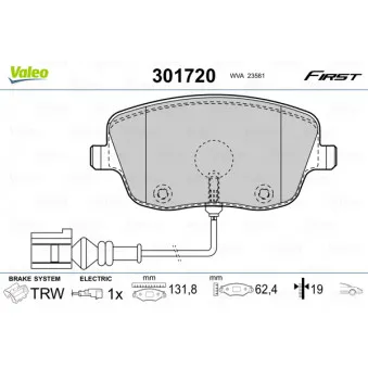 Jeu de 4 plaquettes de frein avant VALEO 301720