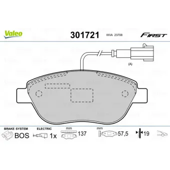 Jeu de 4 plaquettes de frein avant VALEO 301721