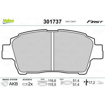 Jeu de 4 plaquettes de frein avant VALEO 301737