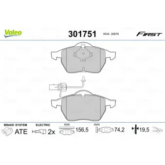 Jeu de 4 plaquettes de frein avant VALEO 301751