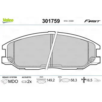 Jeu de 4 plaquettes de frein avant VALEO 301759