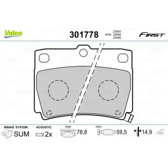Jeu de 4 plaquettes de frein arrière VALEO 301778