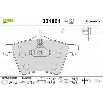 Jeu de 4 plaquettes de frein avant VALEO 301801