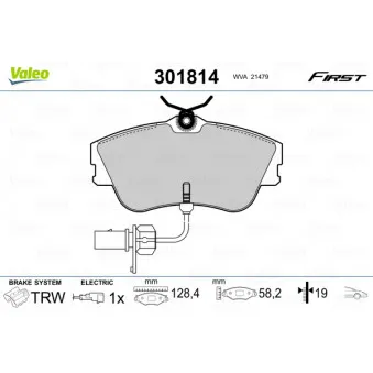 Jeu de 4 plaquettes de frein avant VALEO 301814