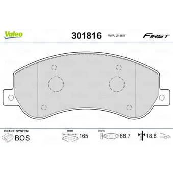 Jeu de 4 plaquettes de frein avant VALEO 301816