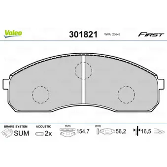 Jeu de 4 plaquettes de frein avant VALEO 301821