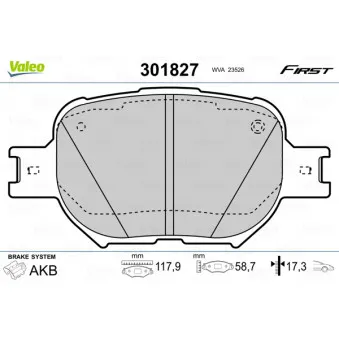 Jeu de 4 plaquettes de frein avant VALEO 301827