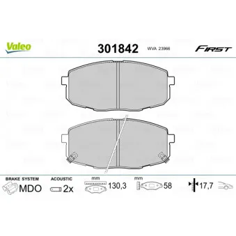 Jeu de 4 plaquettes de frein avant VALEO 301842