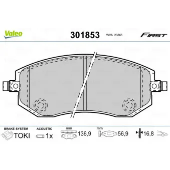 Jeu de 4 plaquettes de frein avant VALEO 301853
