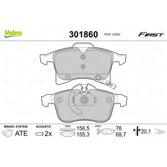 Jeu de 4 plaquettes de frein avant VALEO 301860