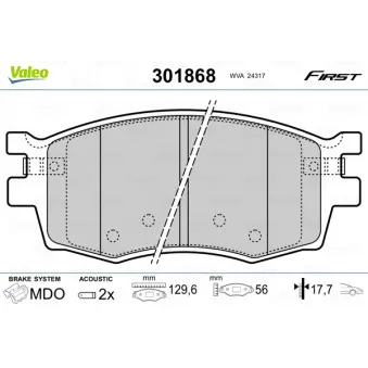 Jeu de 4 plaquettes de frein avant VALEO 301868