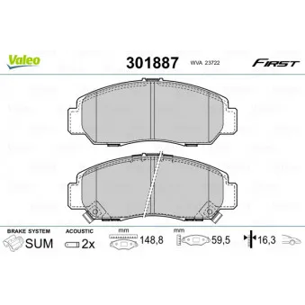 Jeu de 4 plaquettes de frein avant VALEO 301887