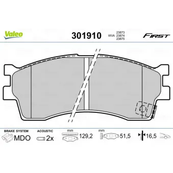 Jeu de 4 plaquettes de frein avant VALEO 301910