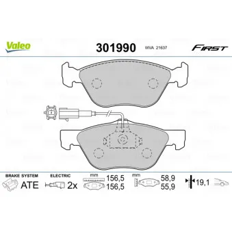 Jeu de 4 plaquettes de frein avant VALEO 301990