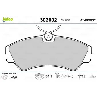 Jeu de 4 plaquettes de frein avant VALEO 302002