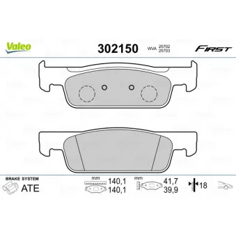 Jeu de 4 plaquettes de frein avant VALEO 302150