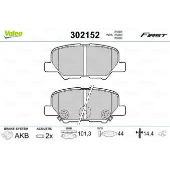 Jeu de 4 plaquettes de frein arrière VALEO 302152