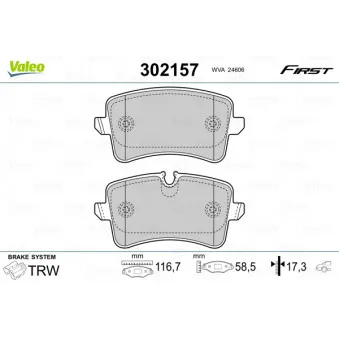 Jeu de 4 plaquettes de frein arrière VALEO 302157
