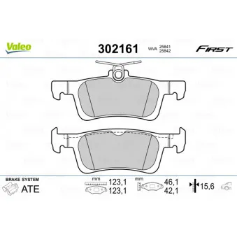 Jeu de 4 plaquettes de frein arrière VALEO 302161