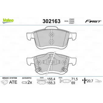 Jeu de 4 plaquettes de frein avant VALEO 302163