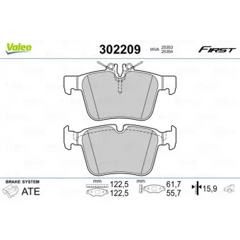 Jeu de 4 plaquettes de frein arrière VALEO 302209