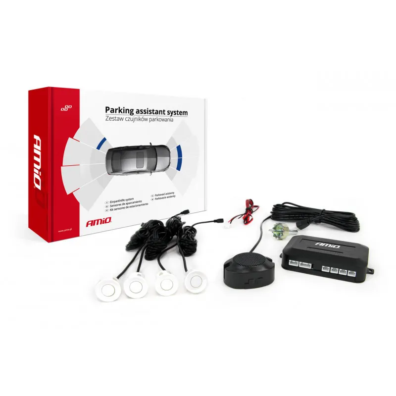 Capteur de stationnement 4 Buzzer blanc AMIO 01568