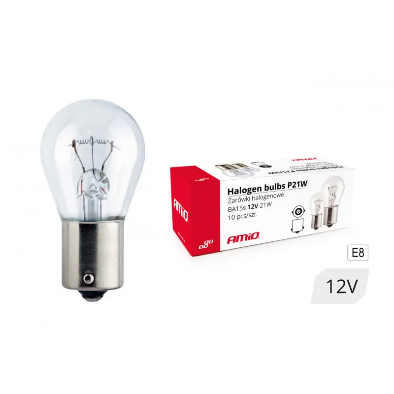 Lot de 10 ampoules, feu clignotant P21W AMIO 01491