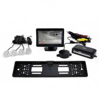 Système d'aide au stationnement TFT 4,3 "avec CAM-402 LED 4 capteurs argent AMIO 01554