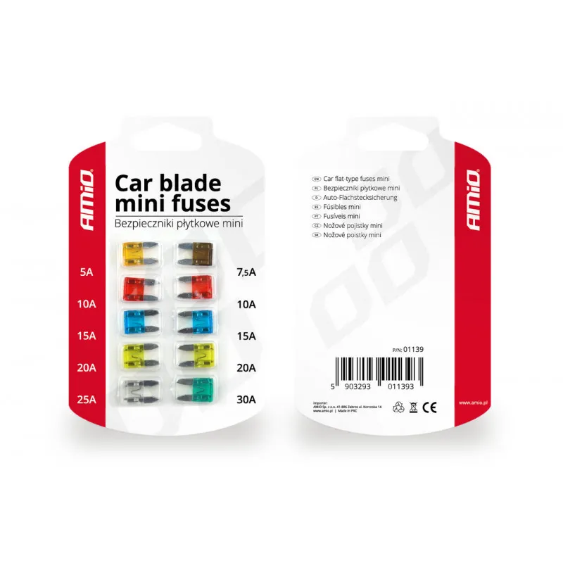 Mini fusible 10pts blister AMIO 01139