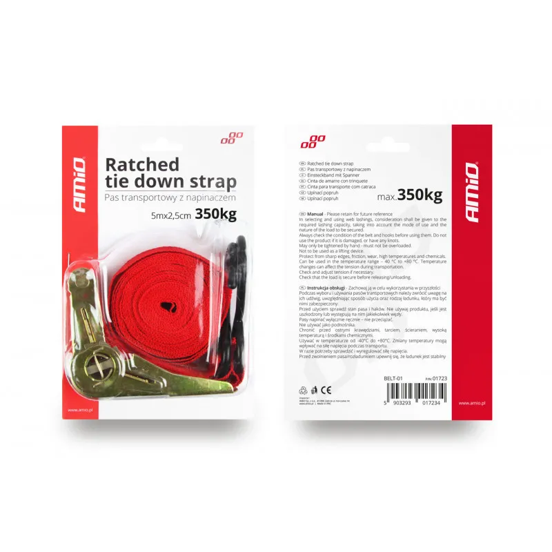 Arrimage à cliquet BELT-01 5m 2,5cm 350 kg AMIO 01723