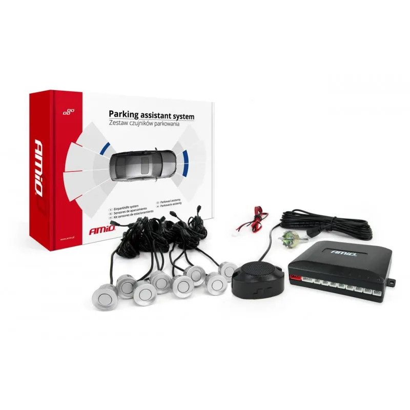 Capteur de stationnement 8 Buzzer argent AMIO 01596