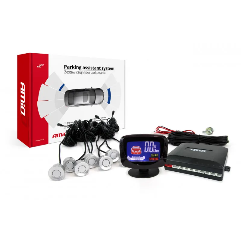 Système d'aide au stationnement LED-GRAF 8 capteur argent AMIO 01597