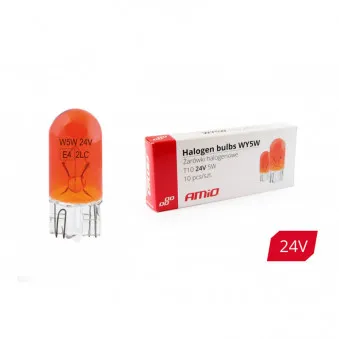 Ampoules halogènes WY5W T10 5W W2.1x9.5d AMBRE 24V 10pcs AMIO