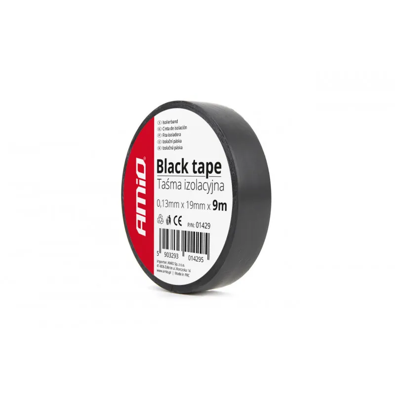 Ruban noir 19 mm x 9 m AMIO 01429