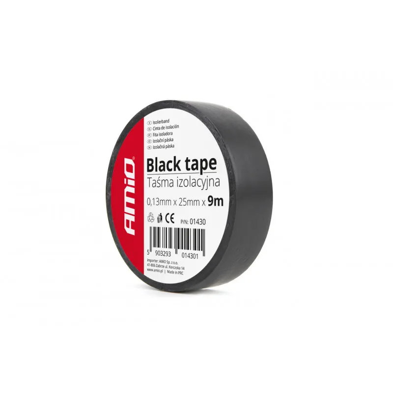 Ruban noir 25 mm x 9 m AMIO 01430