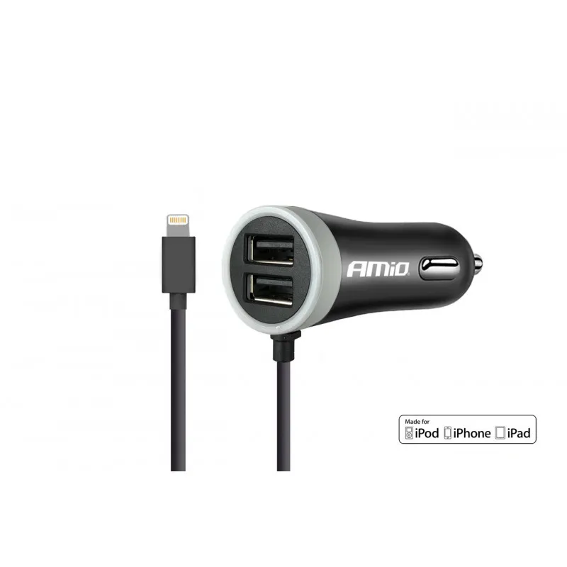 Chargeur téléphone 12 / 24V iOS + 2x USB 2.4A PCH PRO-02 AMIO 02057