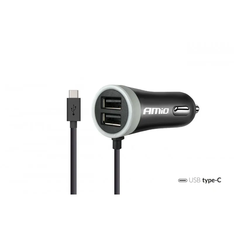 Chargeur de téléphone 12 / 24V Micro C + 2x USB 2.4A PCH PRO-3 AMIO 02058