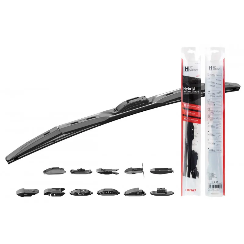 Balai d'essuie-glace hybride multiconnect 15 "(380mm) 11 adaptateurs AMIO 02202