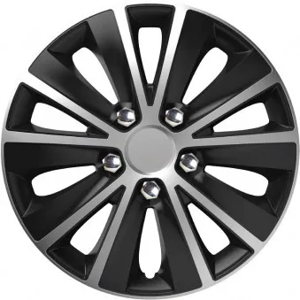 Enjoliveur de roue Rapide NC 15 "ARGENT & NOIR avec écrous chromés AMIO
