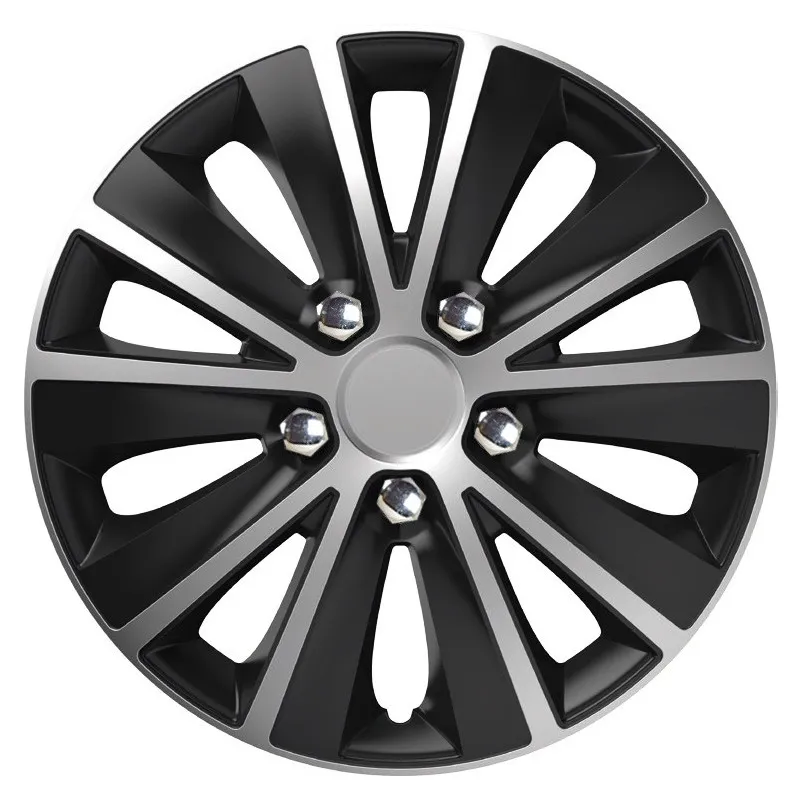 Enjoliveur de roue Rapide NC 15 "ARGENT & NOIR avec écrous chromés AMIO 10059