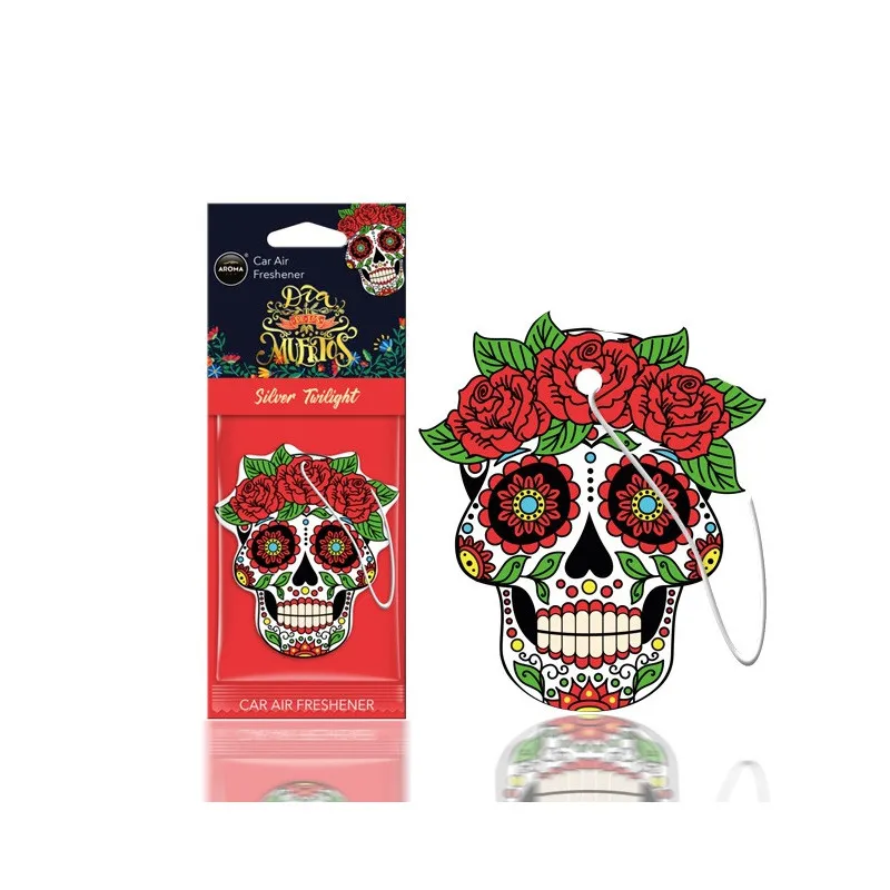 Désodorisant voiture AROMA DIA DE LOS MUERTOS Silver Tatoo AMIO A83118
