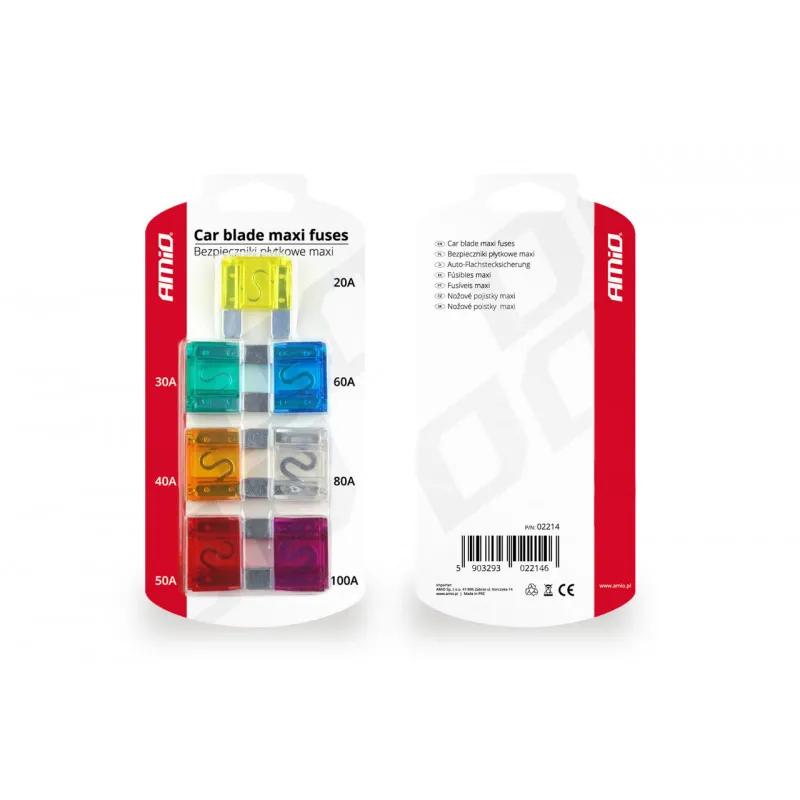 Lame de voiture maxi fusibles 7pts AMIO 02214