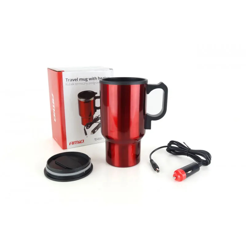 Bouilloire / tasse de voiture DC 450ml couleur rouge 12V AMIO 02177