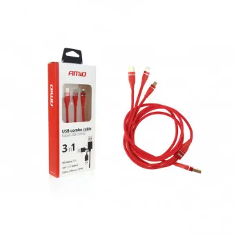 Câble combiné Lightning / USB C / micro USB 120cm 3.1A UC-7 AMIO 02178