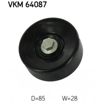 Poulie renvoi/transmission, courroie trapézoïdale à nervures SKF VKM 64087